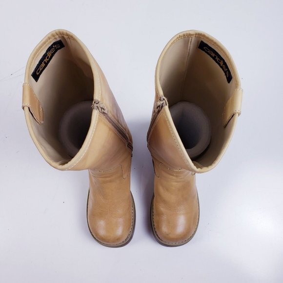 Candies Vintage Y2K 90s Chunky Heel Platform Camel Banana Suede Leather Size 9 - Picture 5 of 11